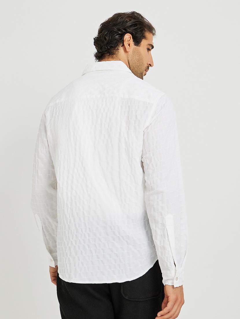 men textured long sleeve regular fit casual shirt - 21971551 - Standard Image - 2