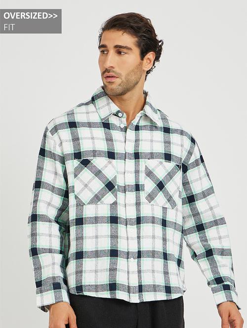 men checkered long sleeve oversized casual shirt - 21971552 -  Standard Image - 0
