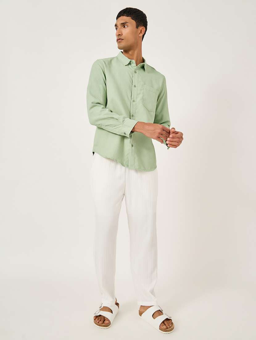 men textured long sleeve regular fit casual shirt - 21971554 -  Standard Image - 2