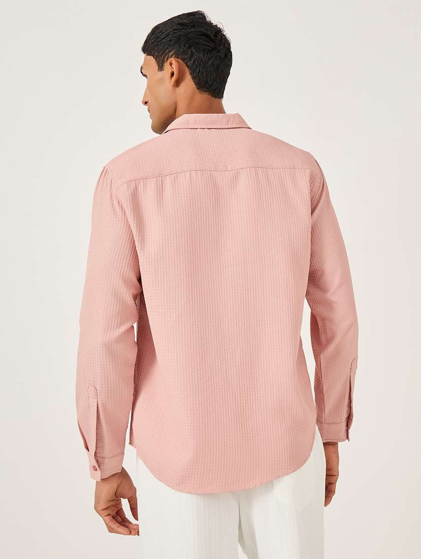 men textured long sleeve regular fit casual shirt - 21971555 -  Standard Image - 2