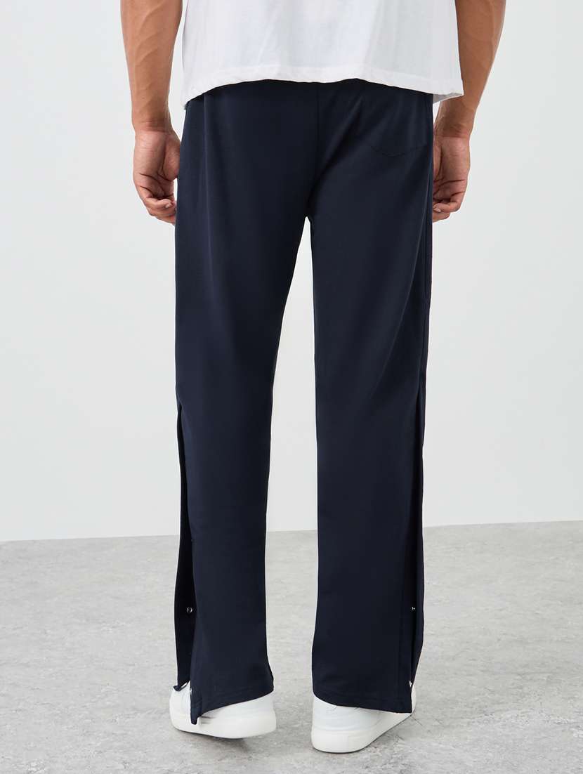 men navy blue solid relaxed fit full length track pant - 21971576 - Standard Image - 2