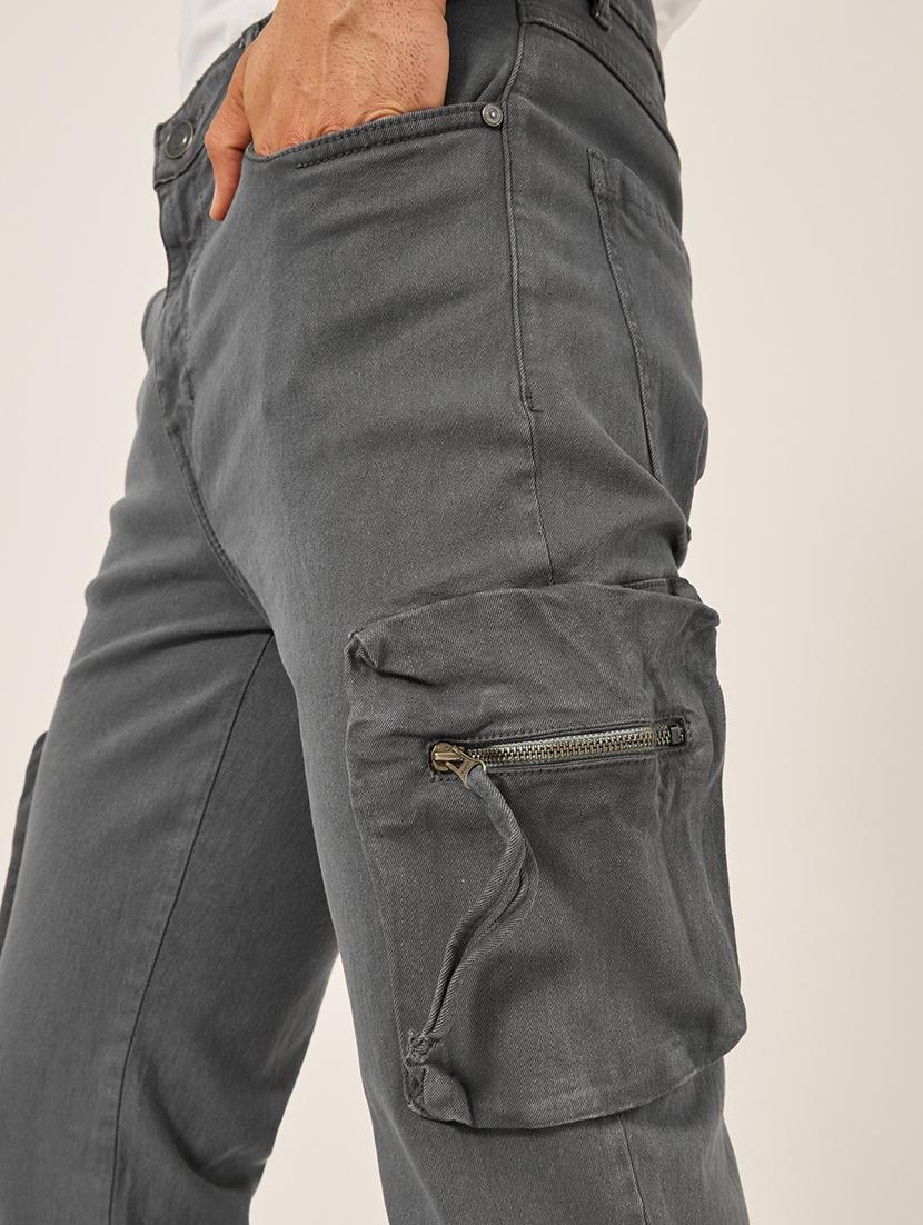 men grey solid mid rise regular fit cargo - 21971589 - Standard Image - 2