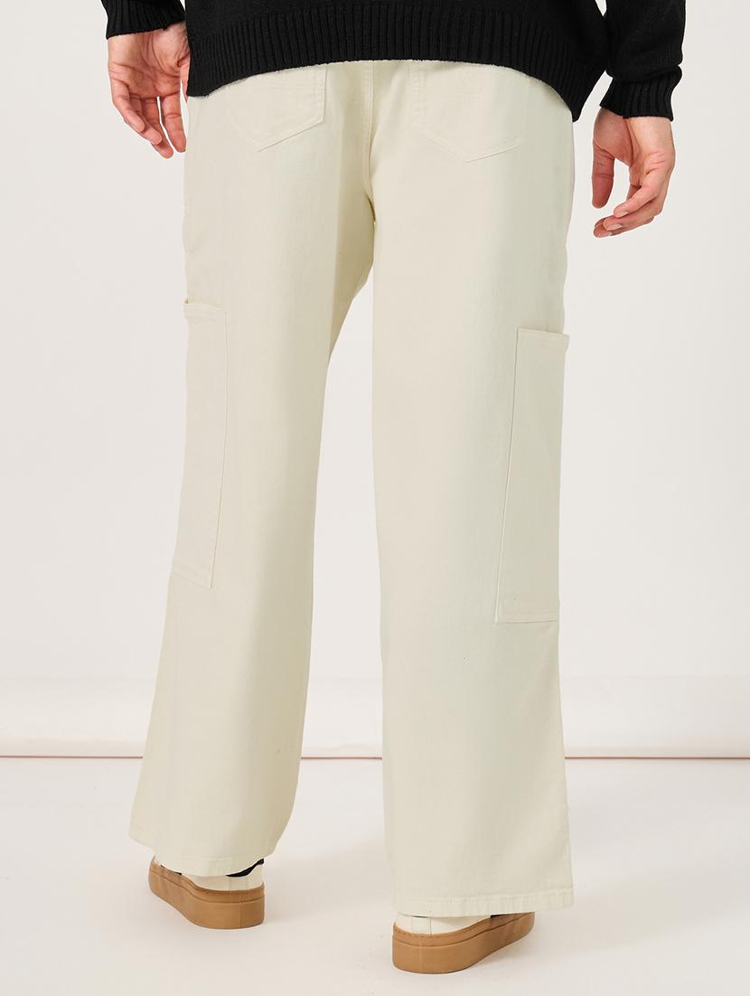 men off white solid mid rise baggy jeans - 21971595 - Standard Image - 2