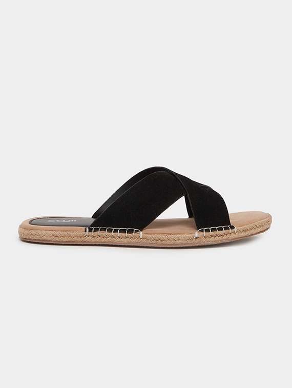 men black slip on sandal - 21971626 -  Standard Image - 2