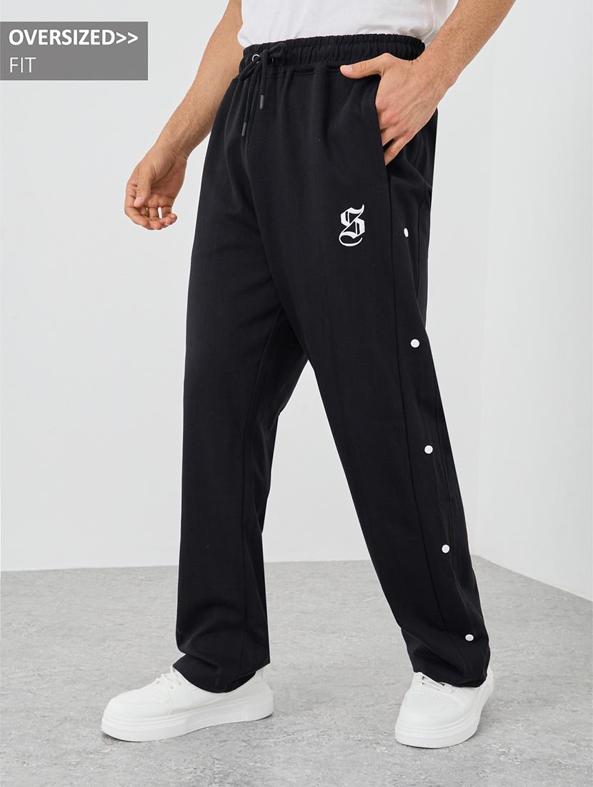 men solid mid rise full length track pant
