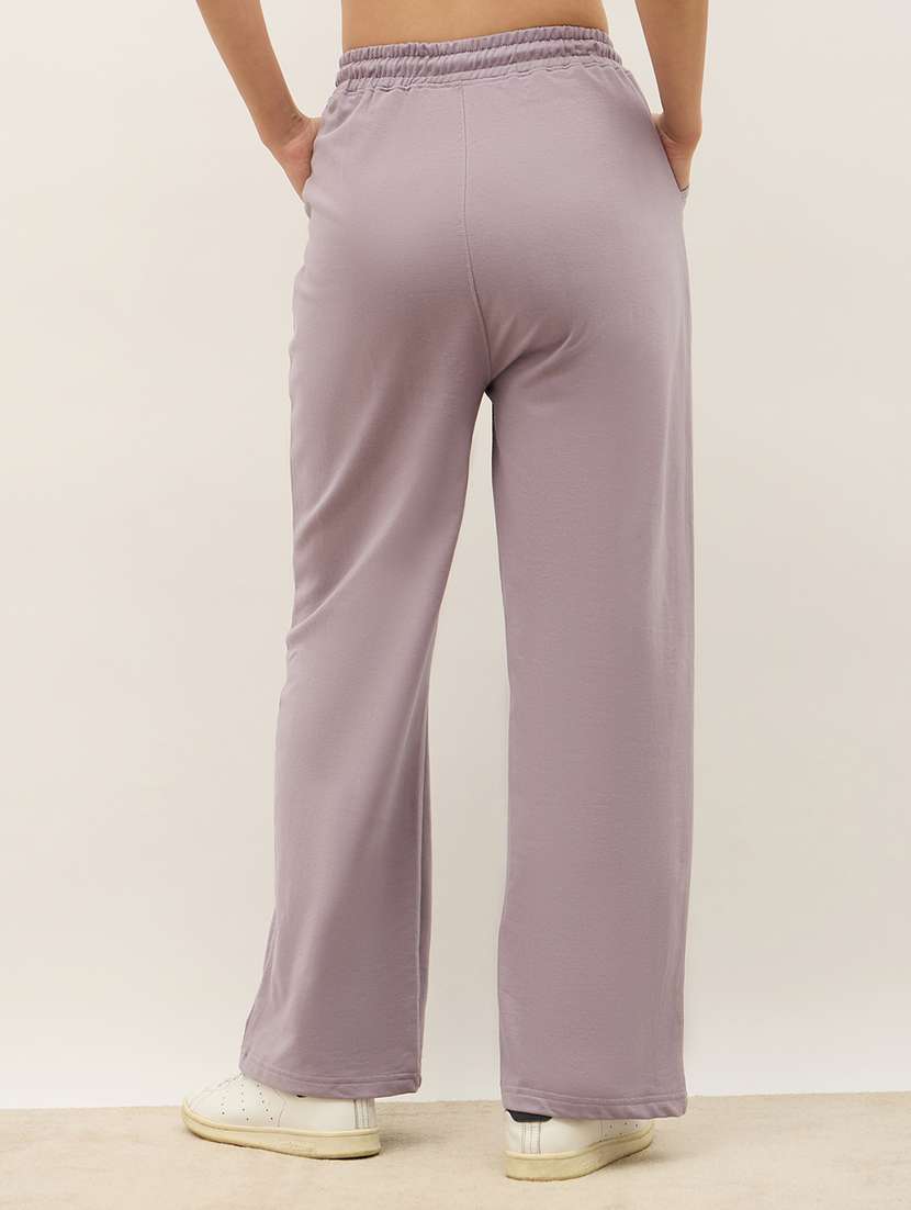 women solid high rise  track pant - 21971640 -  Standard Image - 2