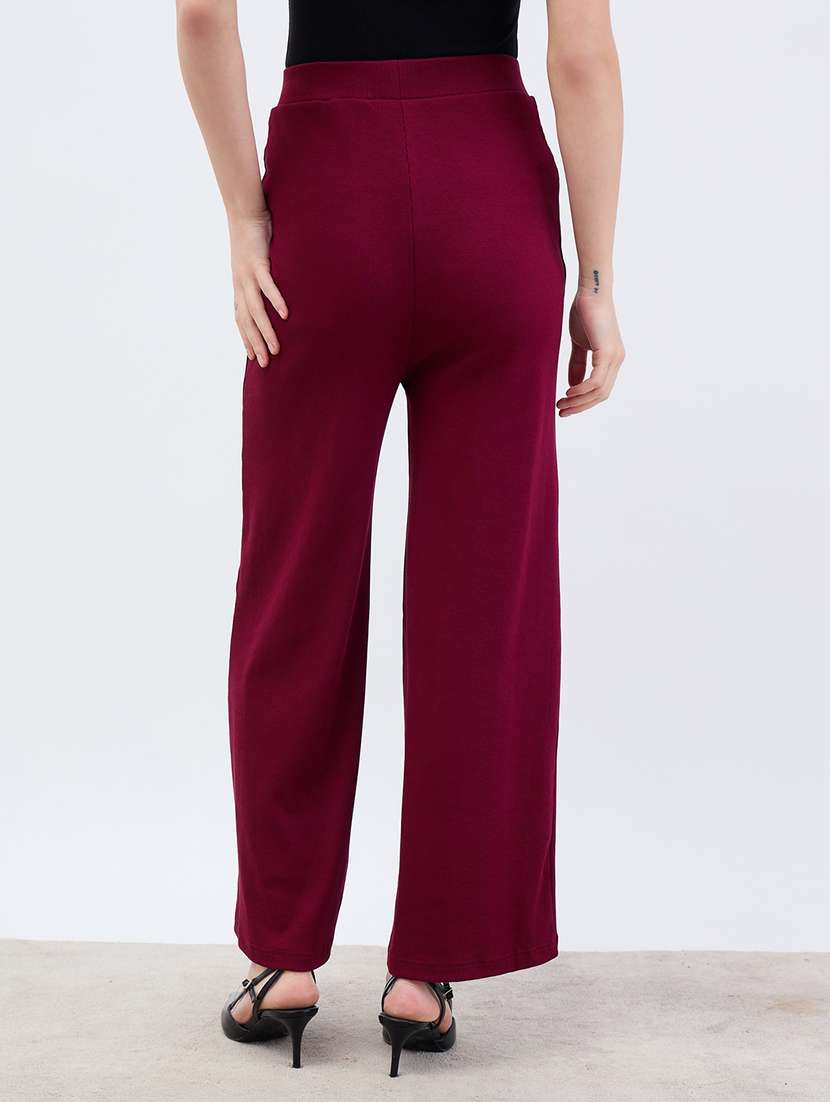 women solid high rise wide leg trouser - 21971645 - Standard Image - 2