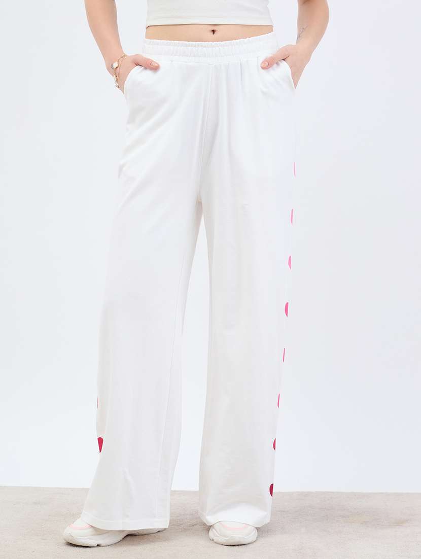 women white solid mid risr track pant
