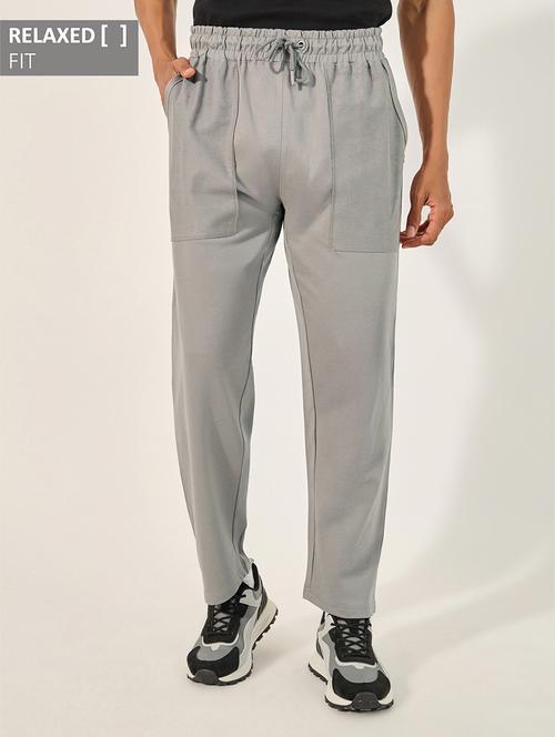men grey solid relaxed fit track pant - 21971707 -  Standard Image - 0