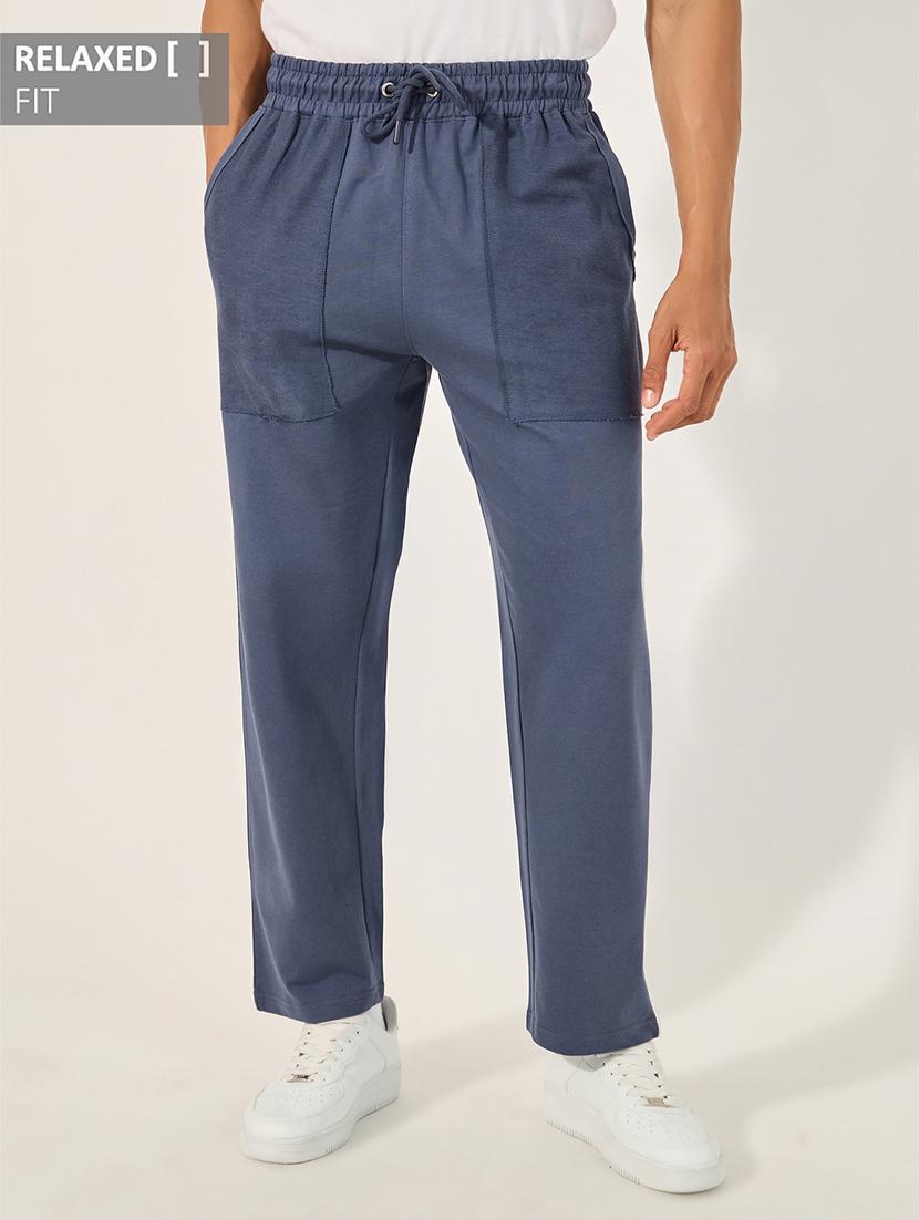 men blue solid relaxed fit track pant - 21971708 - Zoom Image - 0