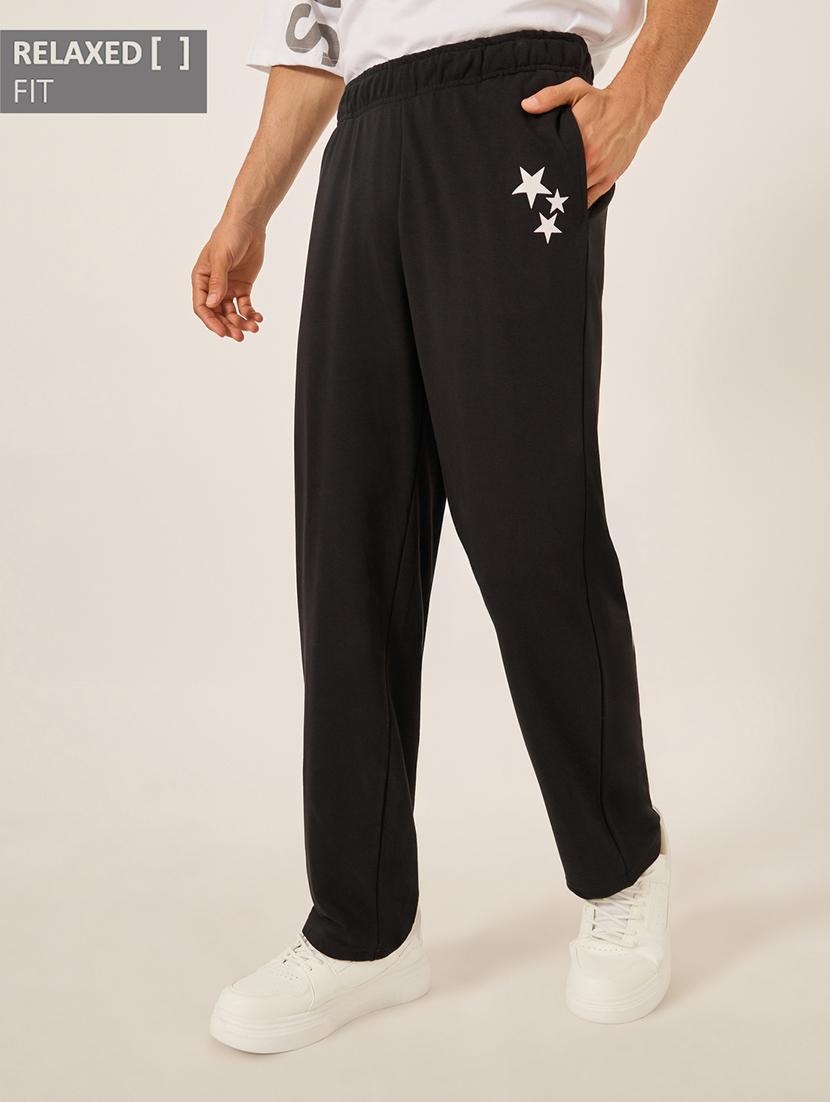 men black printed relaxed fit track pant