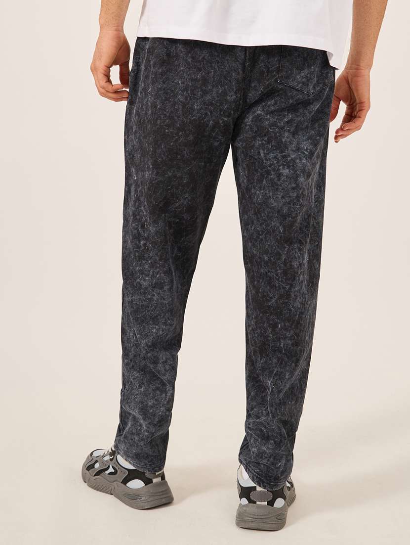 men black printed regular fit track pant - 21971712 - Standard Image - 2