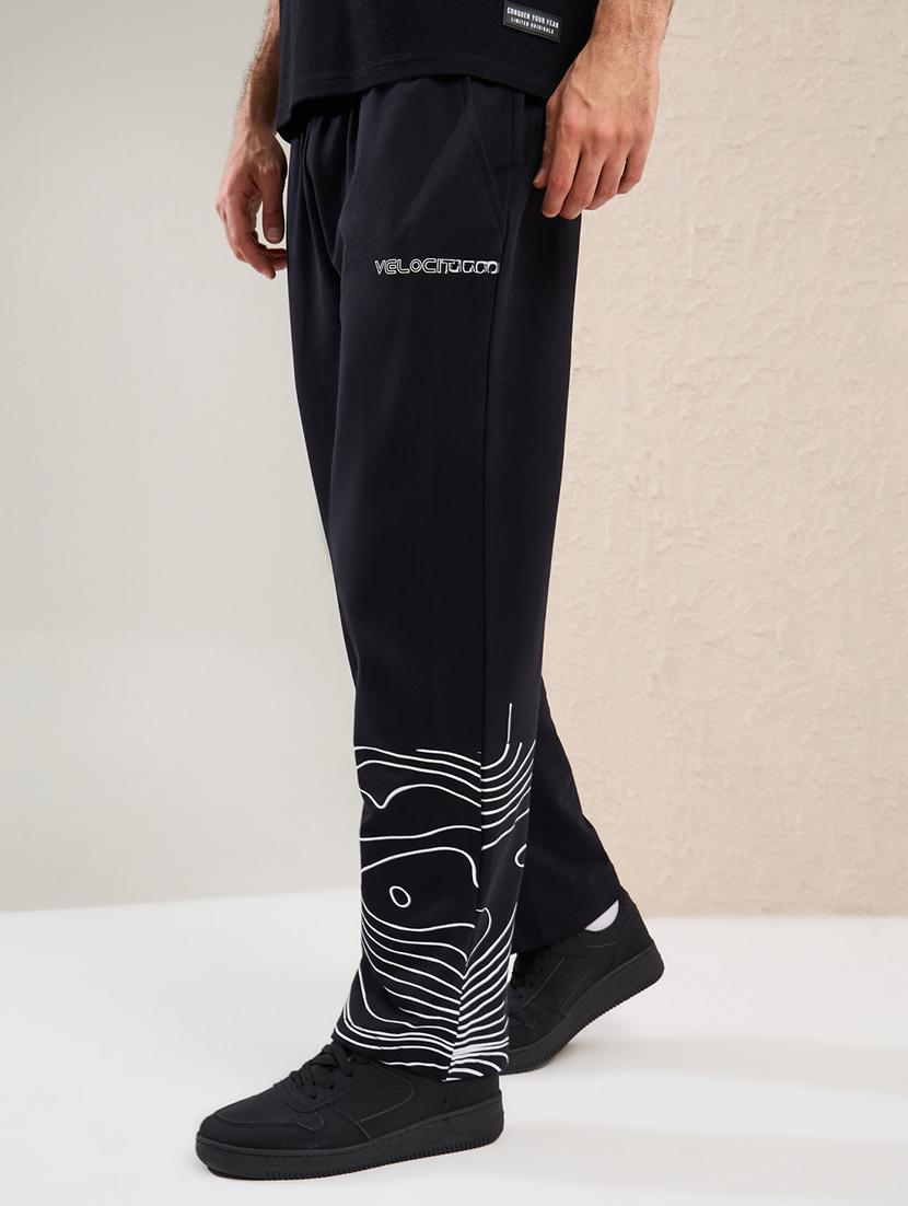 men black printed regular fit track pant - 21971714 - Standard Image - 2