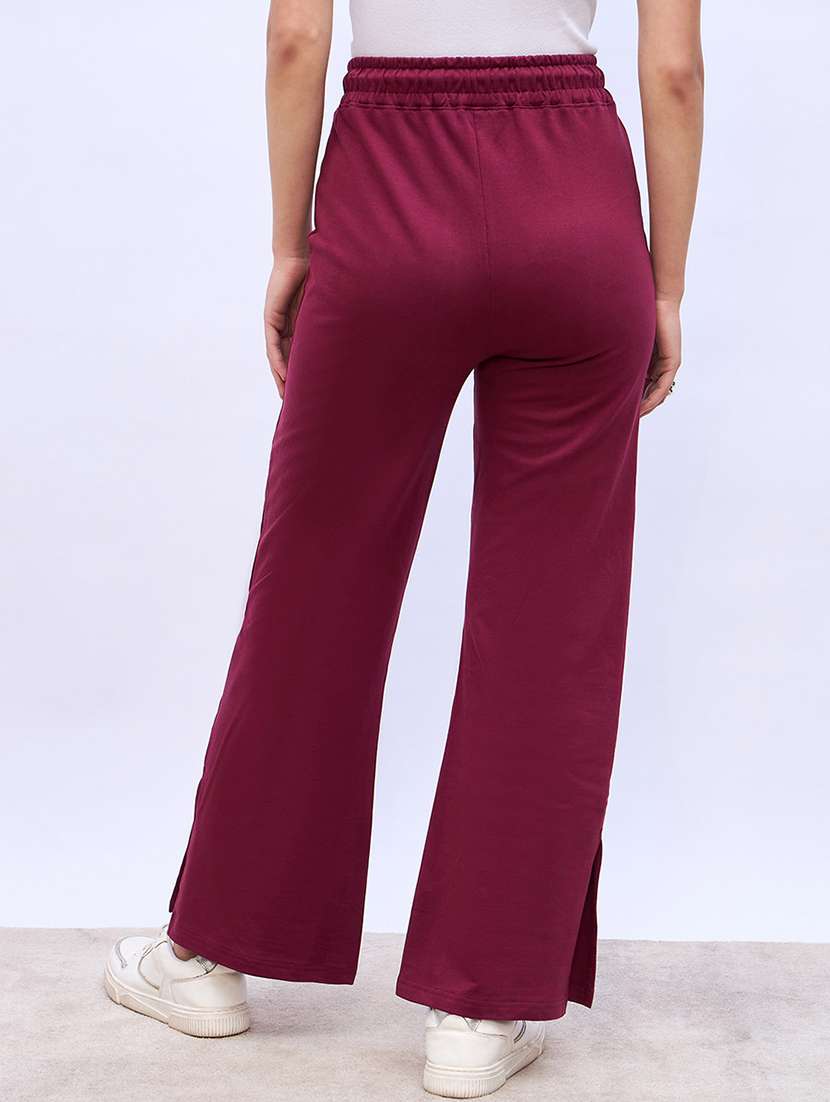 women burgundy solid mid rise track pant - 21971780 -  Standard Image - 2