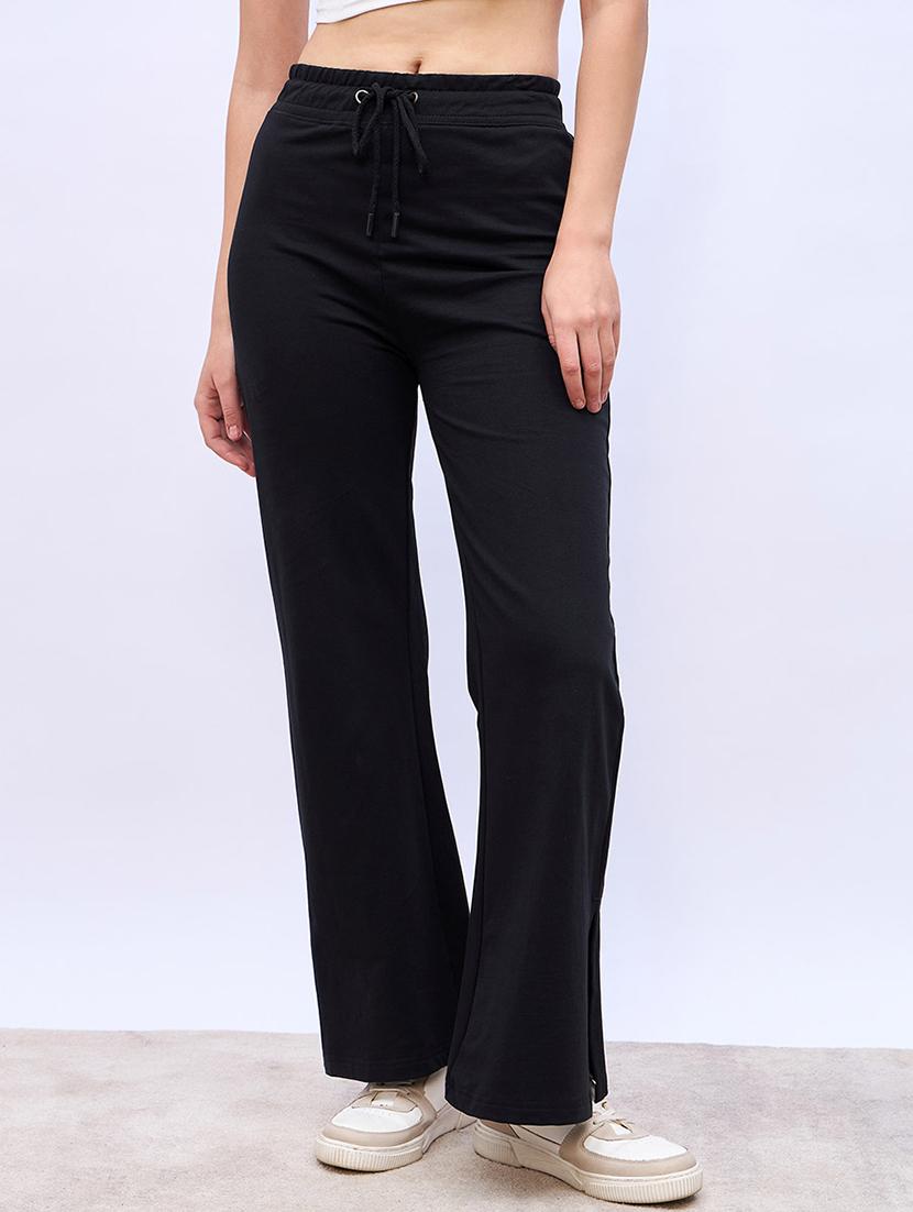 women black solidmid rise track pant - 21971781 - Zoom Image - 0