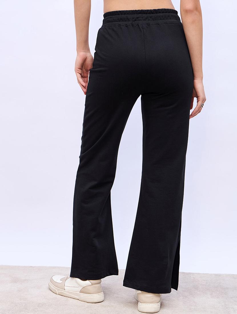 women black solidmid rise track pant - 21971781 - Standard Image - 2