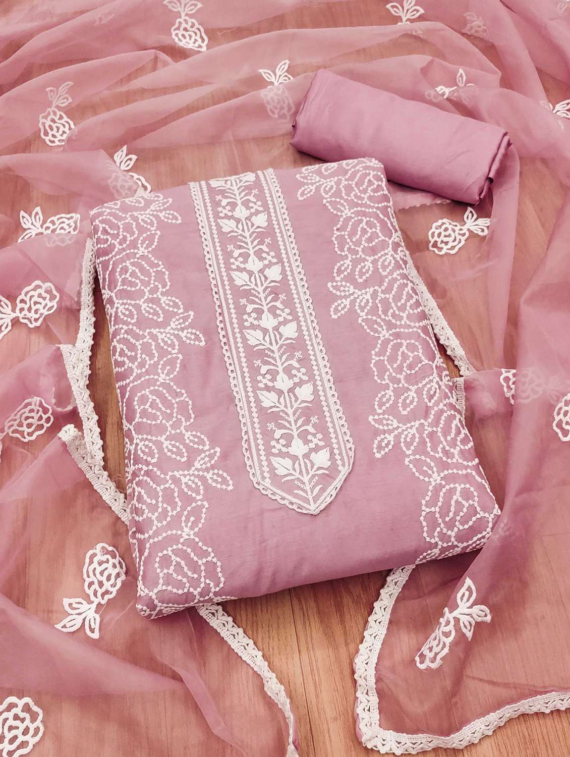 women embroidered unstitched suit set