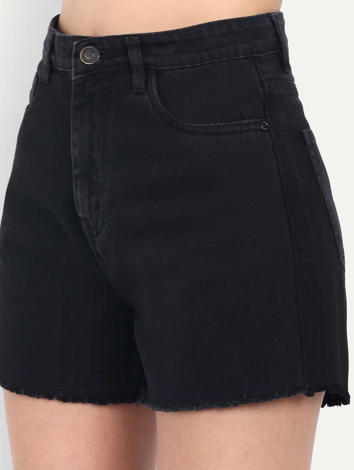 women solid high rise denim shorts - 21971839 -  Standard Image - 2
