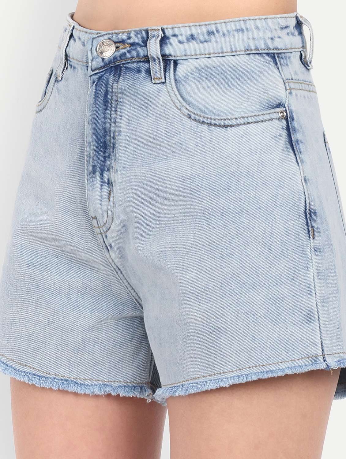 women solid high rise denim shorts - 21971841 -  Standard Image - 2