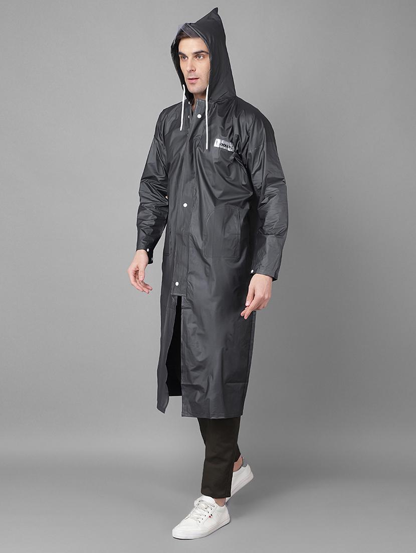 men solid hooded long sleeve rain coat - 21971954 - Standard Image - 2