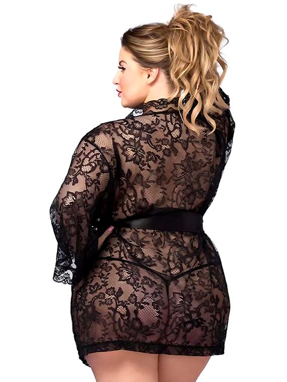 women plus size black lace babydoll set - 21972174 - Standard Image - 2