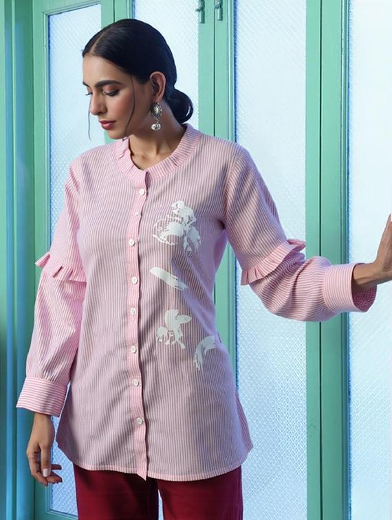 women striped long slevee long shirt - 21972186 - Zoom Image - 0