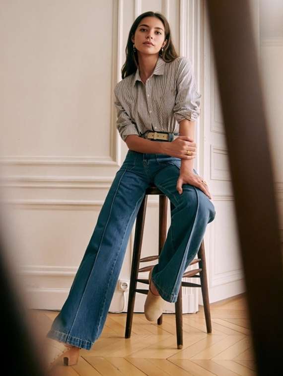 women striped collared long sleeve regular shirt - 21972222 -  Standard Image - 2