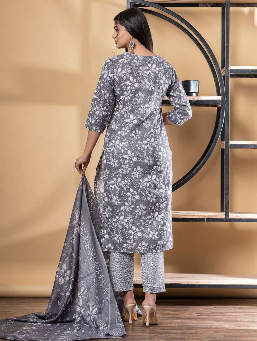 women three quarter sleeve kurta pant with dupatta set - 21972283 -  Standard Image - 2