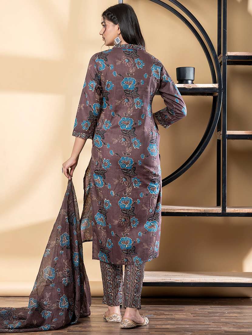 women three quarter sleeve kurta pant with dupatta set - 21972291 -  Standard Image - 2