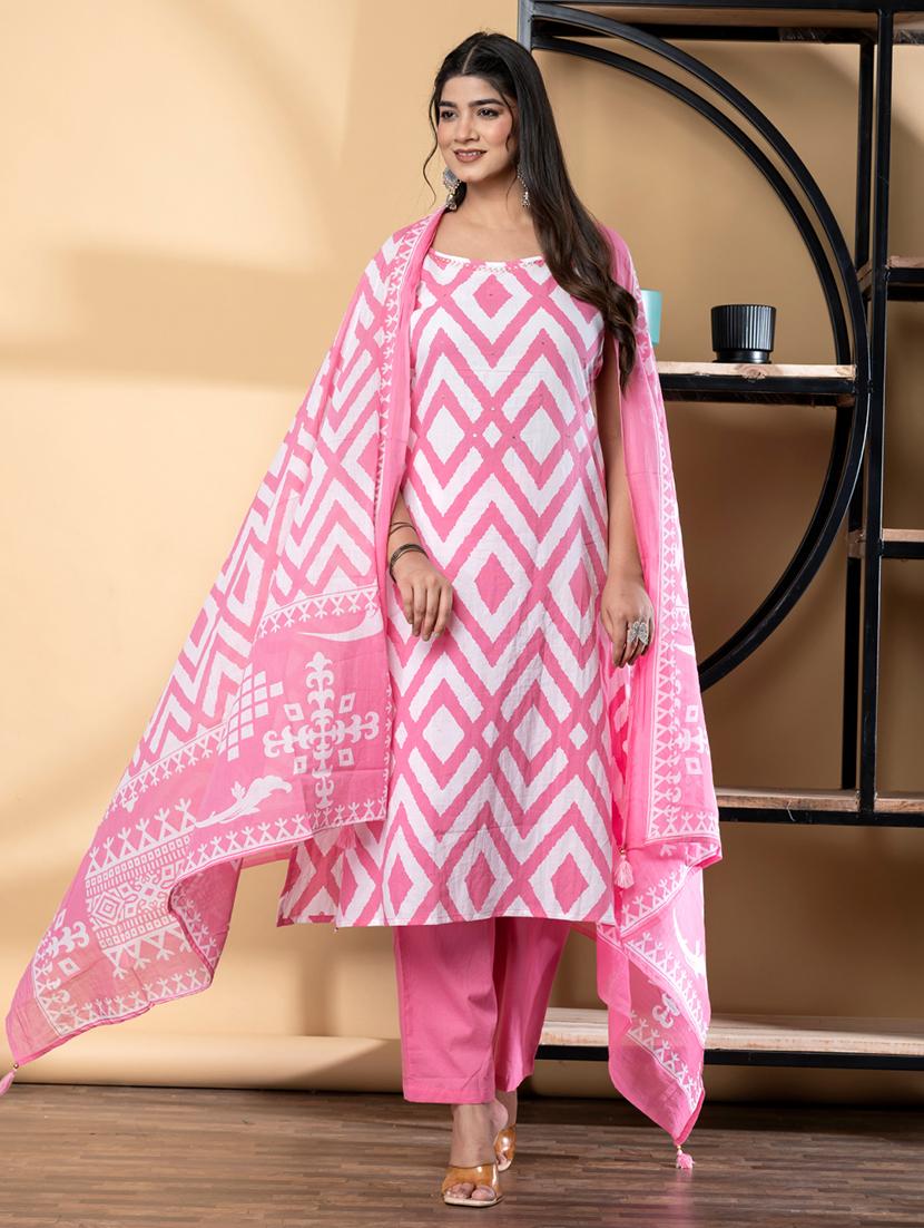 women printed sleeveless kurta pant with dupatta set - 21972295 -  Zoom Image - 0