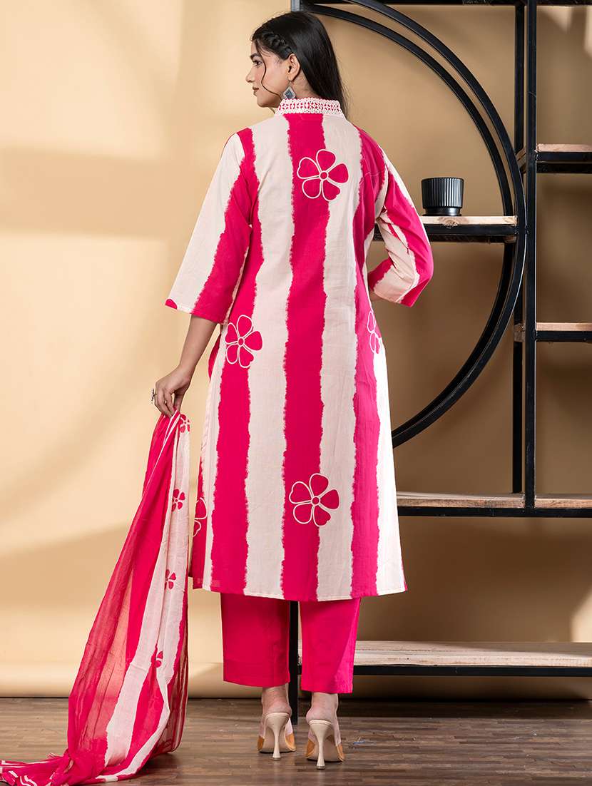 women three quarter sleeve kurta pant with dupatta set - 21972312 -  Standard Image - 2