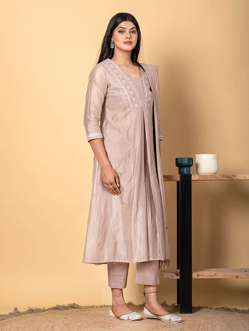 women three quarter sleeve kurta pant with dupatta set - 21972314 -  Standard Image - 2