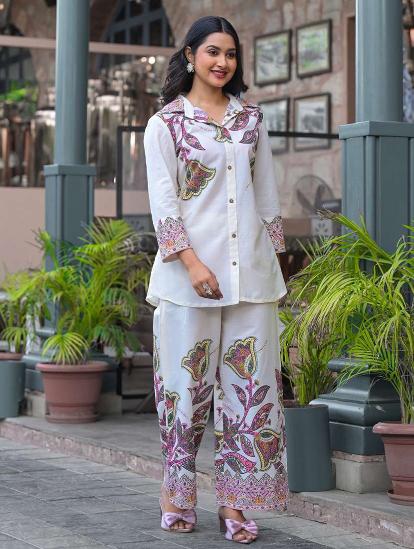 women floral printed long sleeve ethnic co-ord set - 21972334 - Standard Image - 2