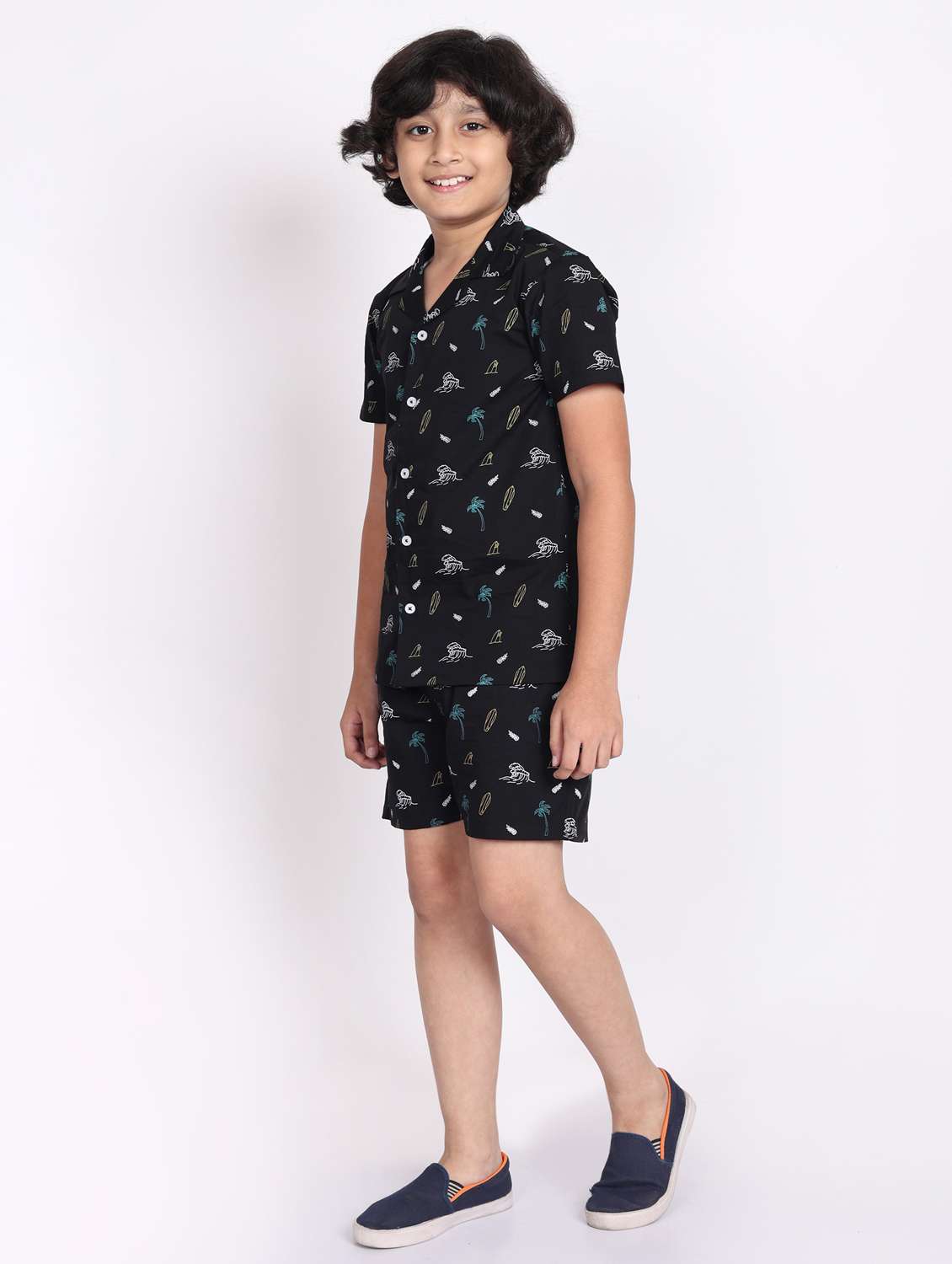 multi colored cotton shorts set coords - 21972342 - Standard Image - 2