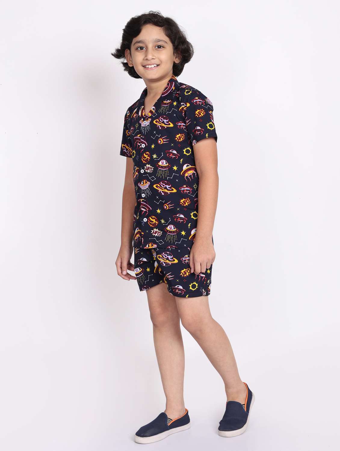 multi colored cotton shorts set coords - 21972344 - Standard Image - 2