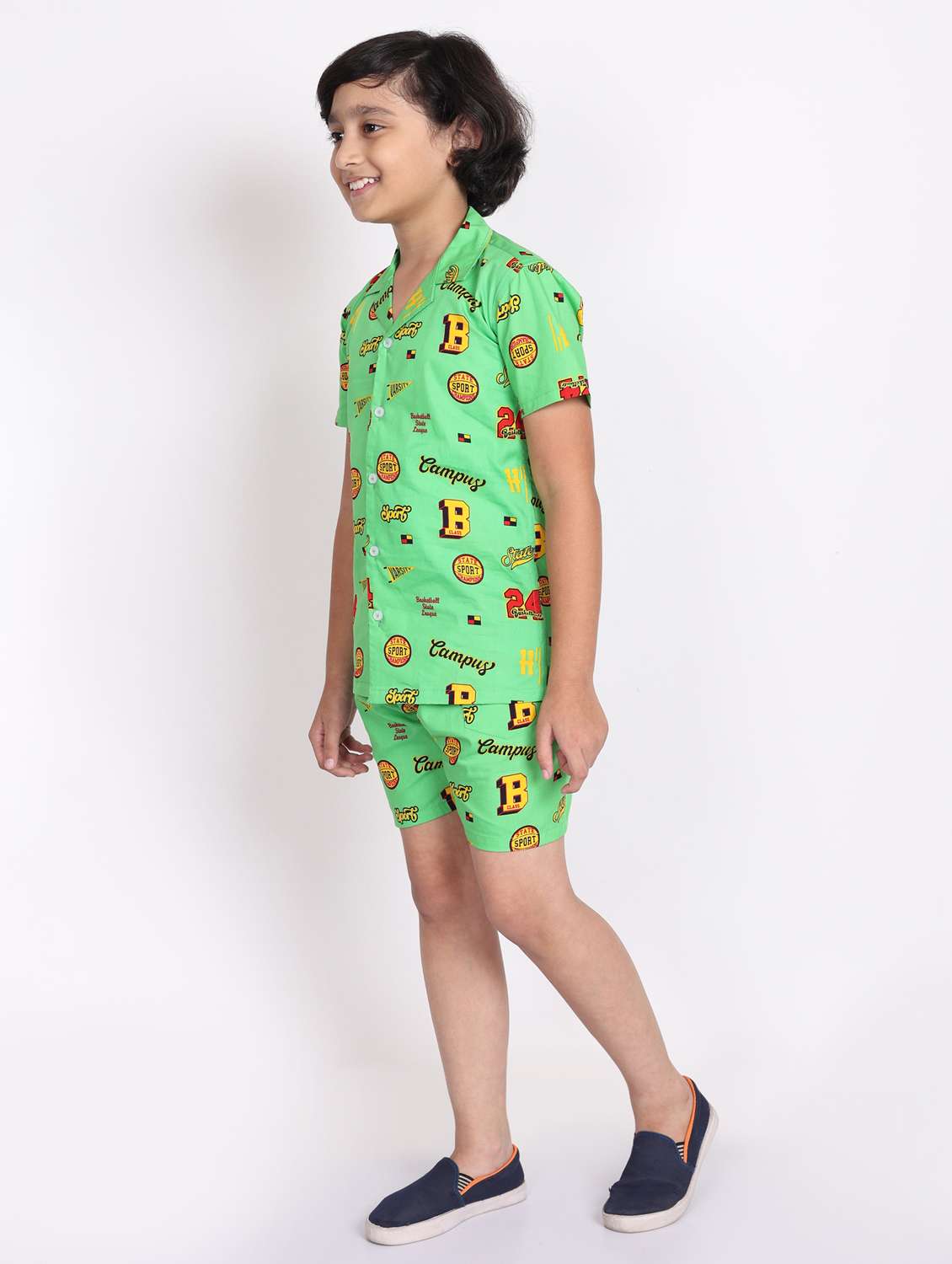 multi colored cotton shorts set coords - 21972346 - Standard Image - 2