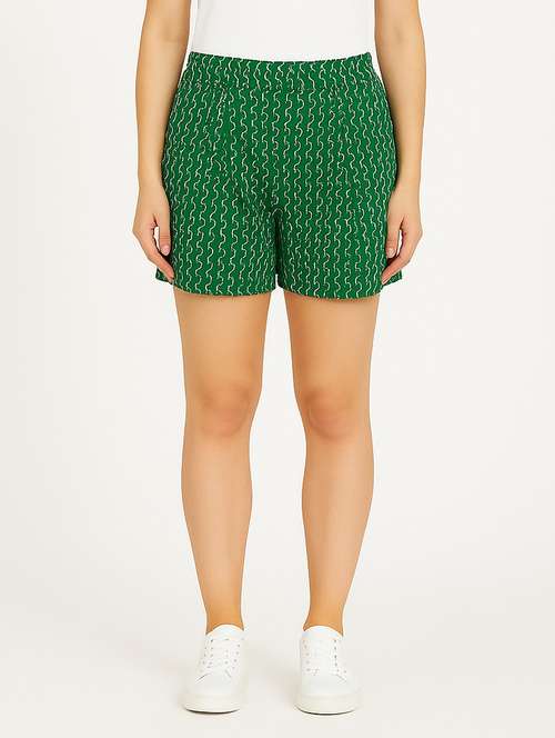 green cotton regular shorts - 21972351 - Standard Image - 0