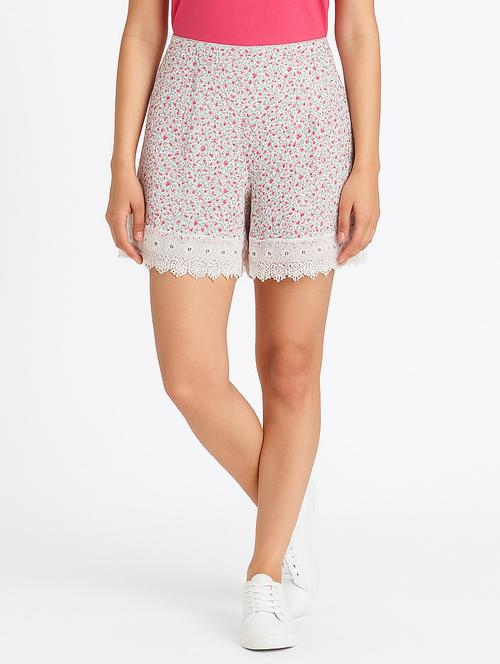 white cotton regular shorts - 21972355 - Standard Image - 0