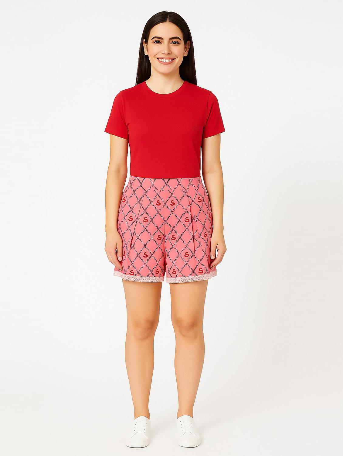 red cotton regular shorts - 21972359 - Standard Image - 2