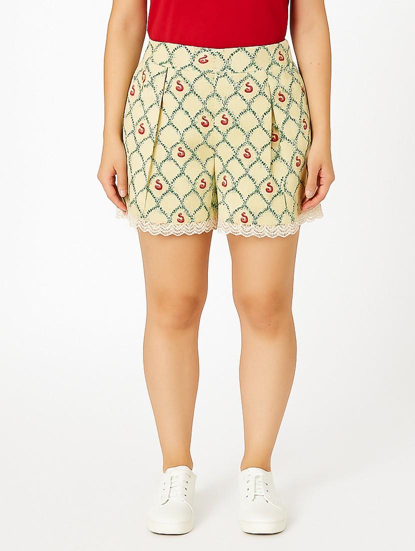 green cotton regular shorts - 21972360 - Zoom Image - 0