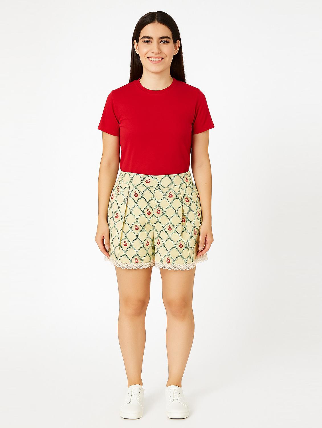 green cotton regular shorts - 21972360 - Standard Image - 2