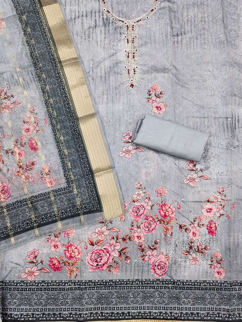 women printed embroidered unstitched suit set - 21972454 -  Standard Image - 2