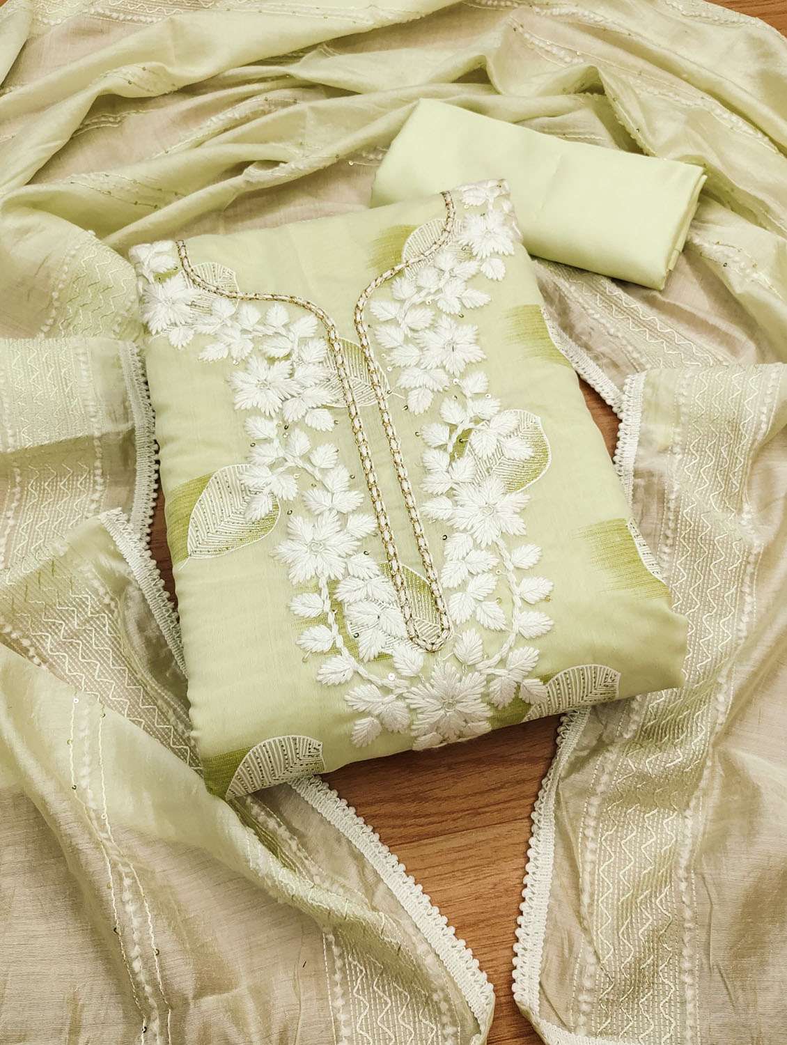 women printed embroidered unstitched suit set