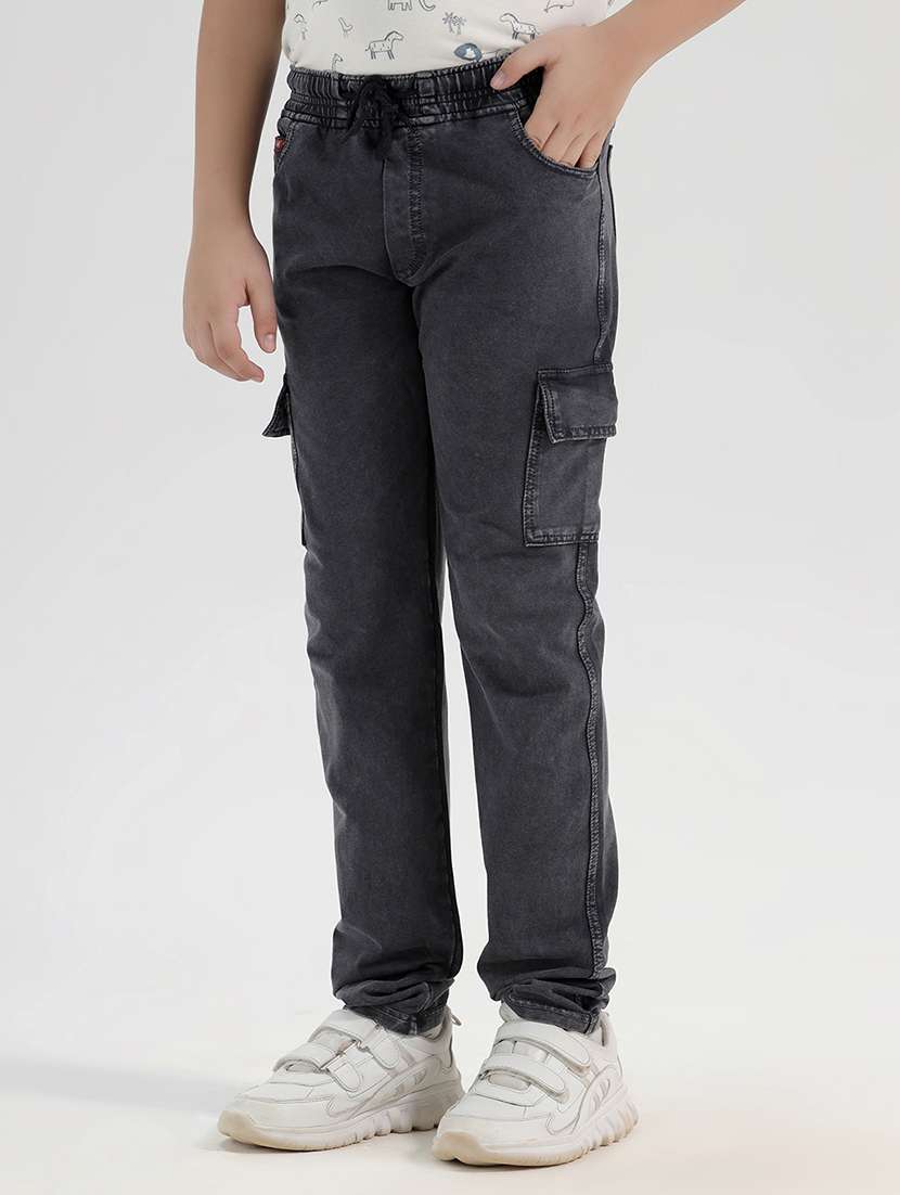 boys solid mid rise denim cargo - 21972495 -  Standard Image - 2
