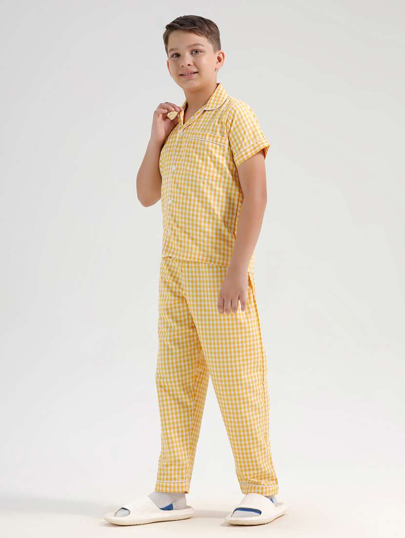 boys checkered short sleeve pyjama set nightwear - 21972511 -  Standard Image - 2