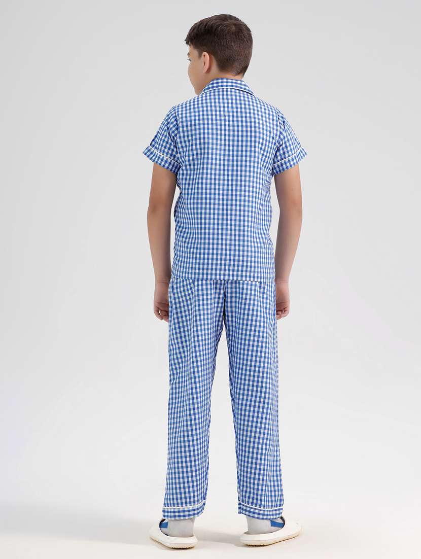 boys checkered short sleeve pyjama set nightwear - 21972512 -  Standard Image - 2