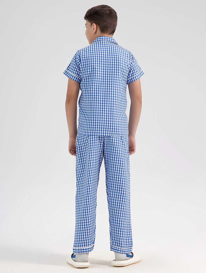 boys checkered nightwear pyjama set - 21972514 -  Standard Image - 2