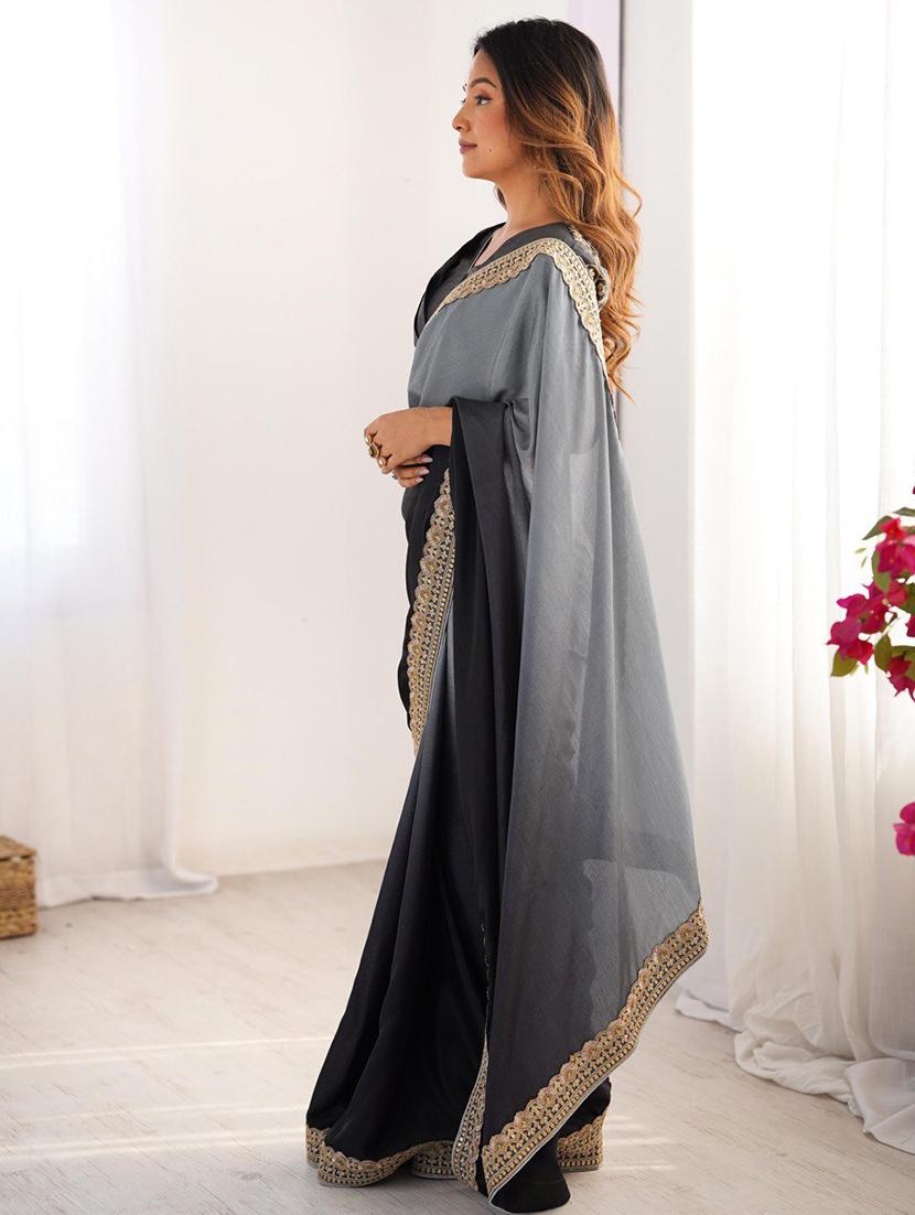 women ombre bordered saree with blouse - 21972516 - Standard Image - 2