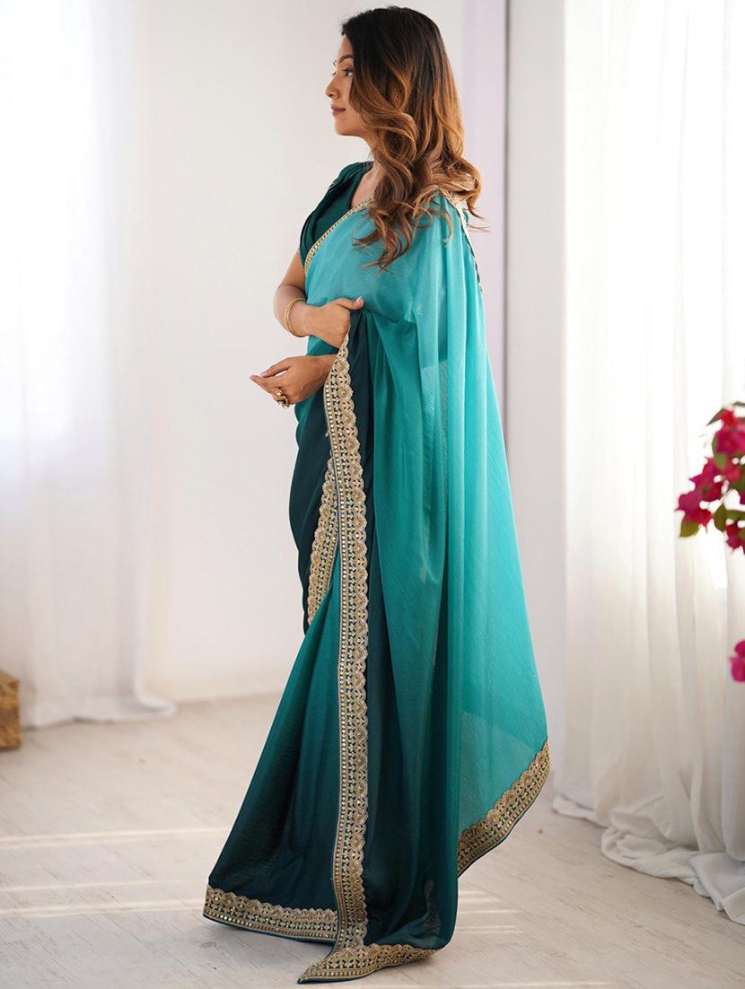 women ombre bordered saree with blouse - 21972518 - Standard Image - 2