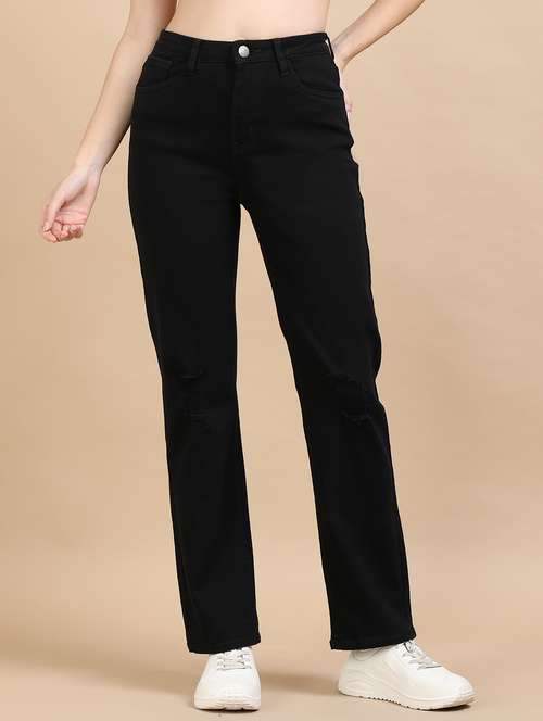 women distressed high rise straight fit jean - 21972526 -  Standard Image - 0